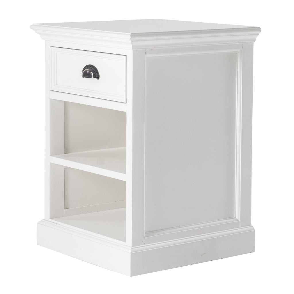 NovaSolo Halifax Bedside Table with Shelves, Classic White – view 2