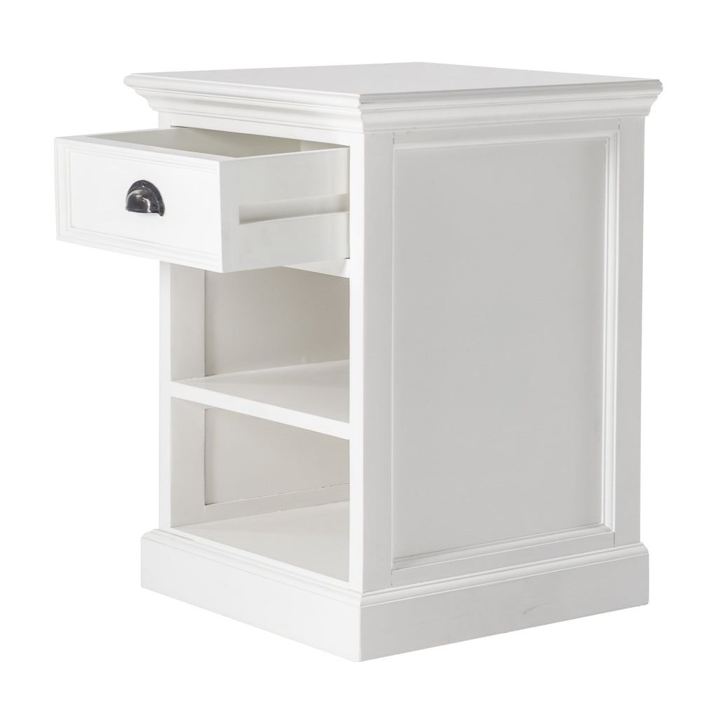 NovaSolo Halifax Bedside Table with Shelves, Classic White – view 3
