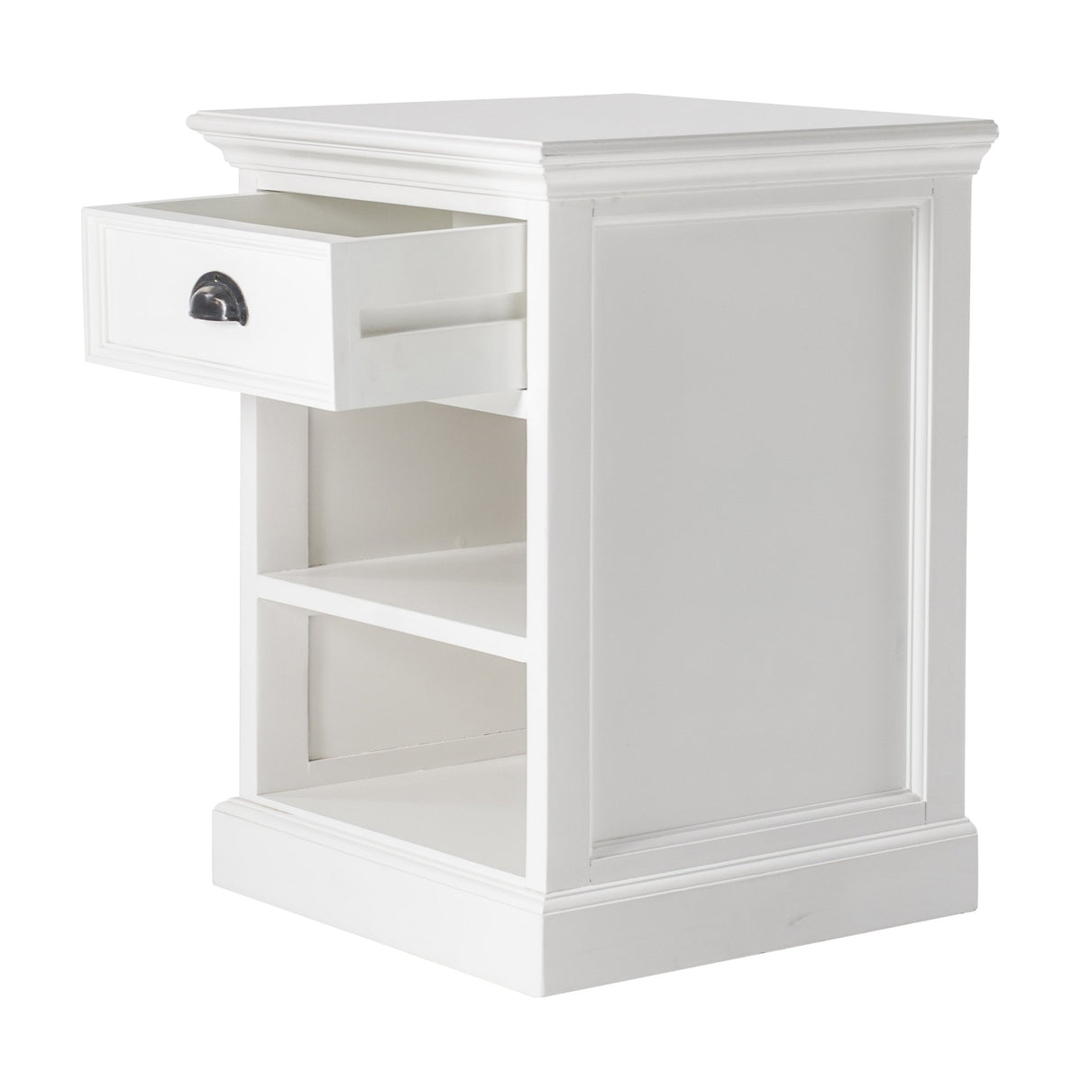 NovaSolo Halifax Bedside Table with Shelves, Classic White – view 3