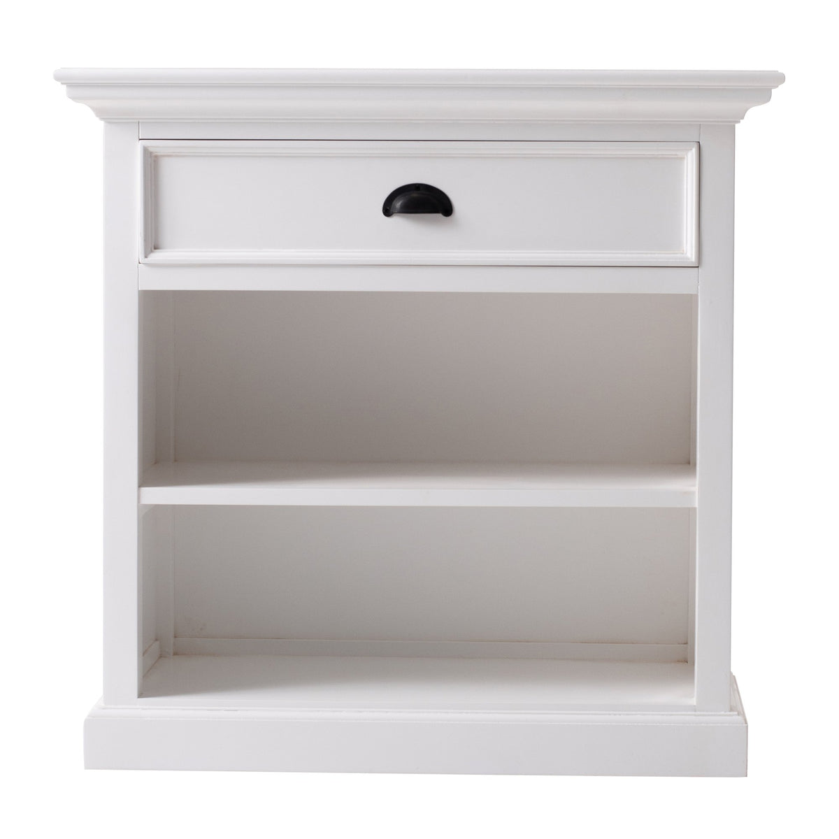 NovaSolo Halifax Bedside Table with Shelves, Classic White