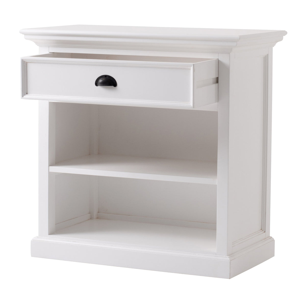 NovaSolo Halifax Bedside Table with Shelves, Classic White – view 3