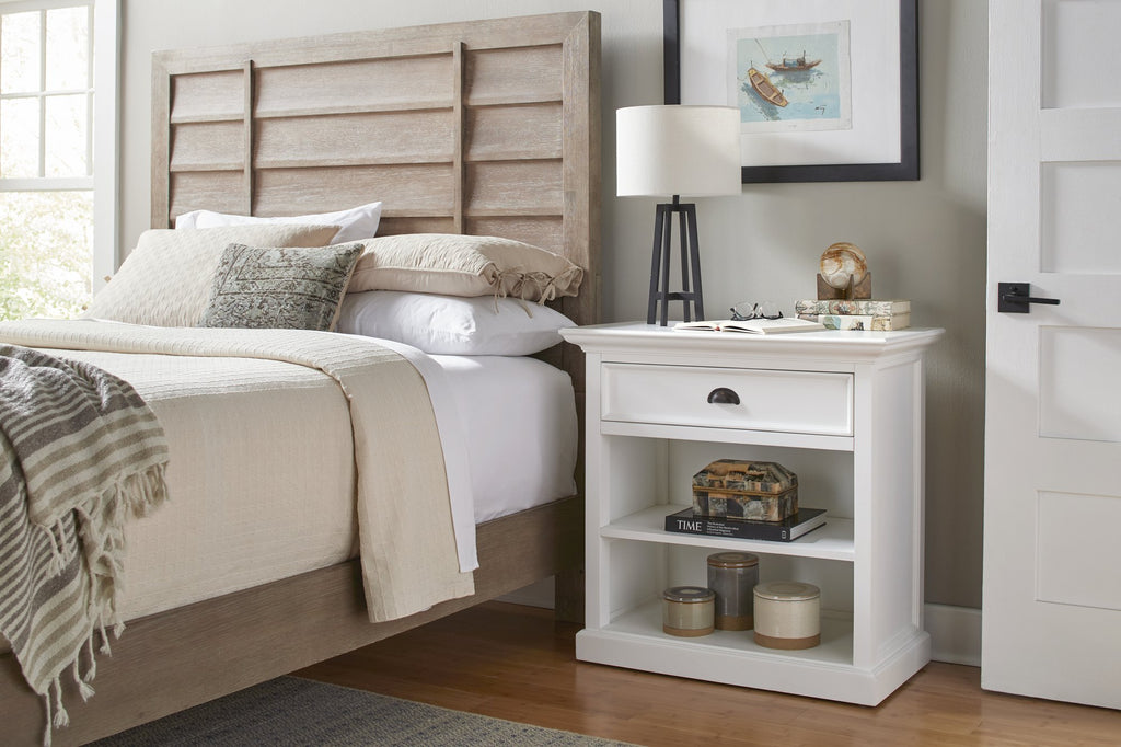 NovaSolo Halifax Bedside Table with Shelves, Classic White – view 7
