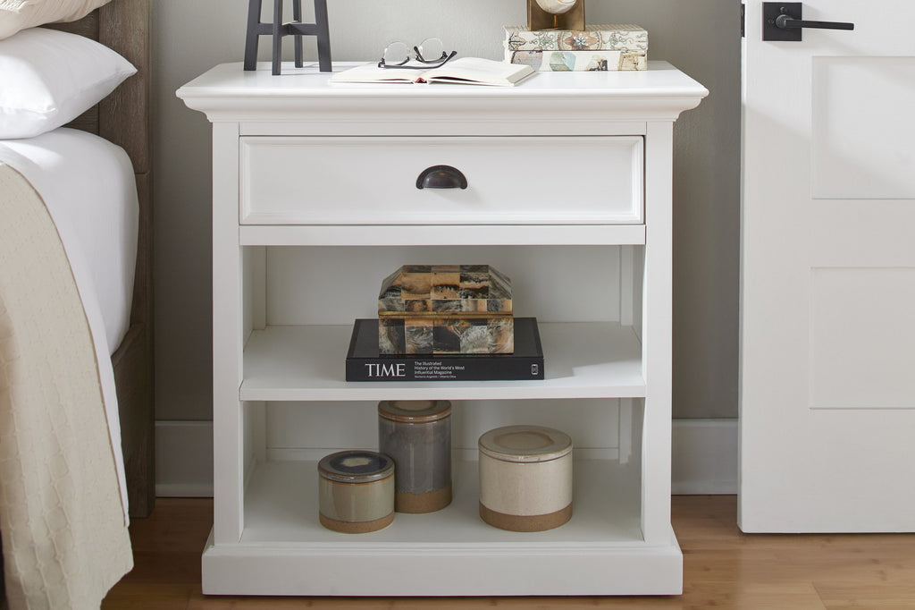 NovaSolo Halifax Bedside Table with Shelves, Classic White – view 8