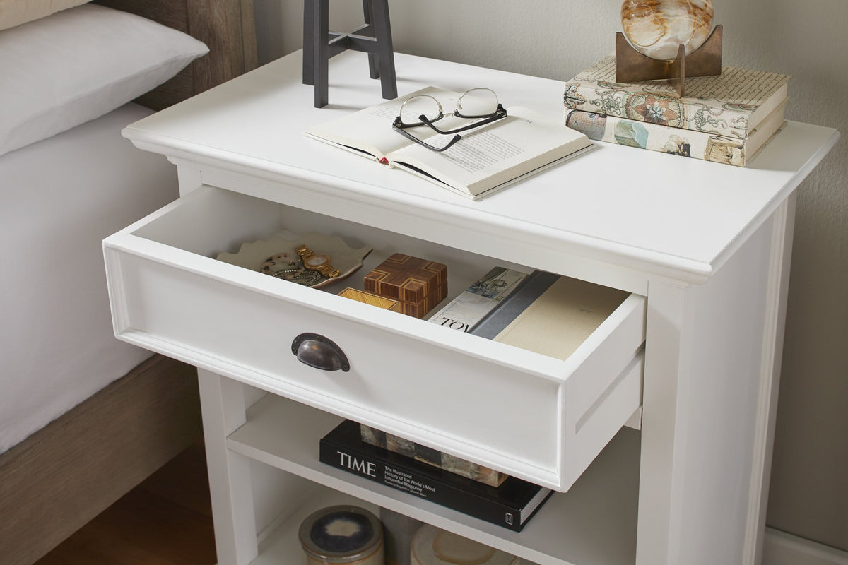 NovaSolo Halifax Bedside Table with Shelves, Classic White – view 9