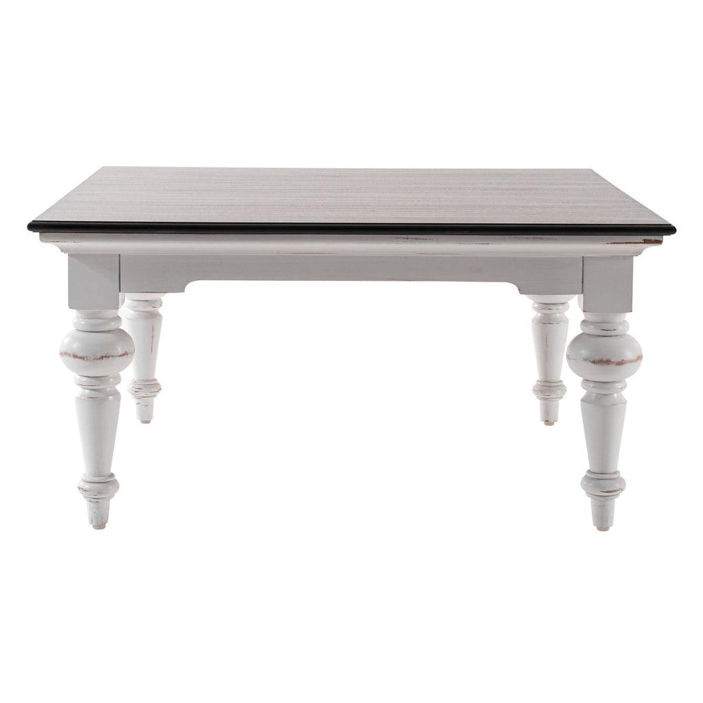 NovaSolo Provence Accent Square Coffee Table, White Distress & Deep Brown