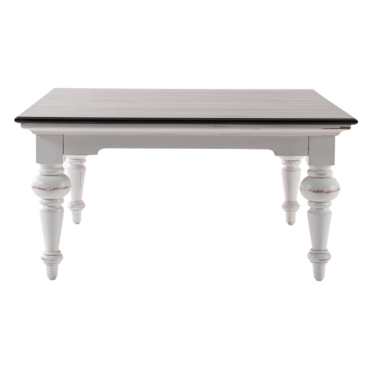 NovaSolo Provence Accent Square Coffee Table, White Distress & Deep Brown