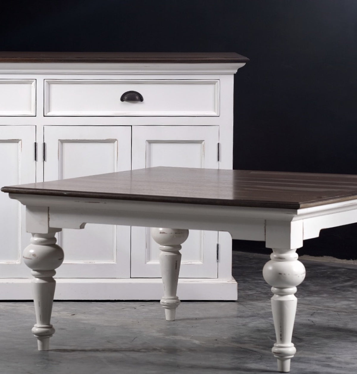 NovaSolo Provence Accent Square Coffee Table, White Distress & Deep Brown – view 10