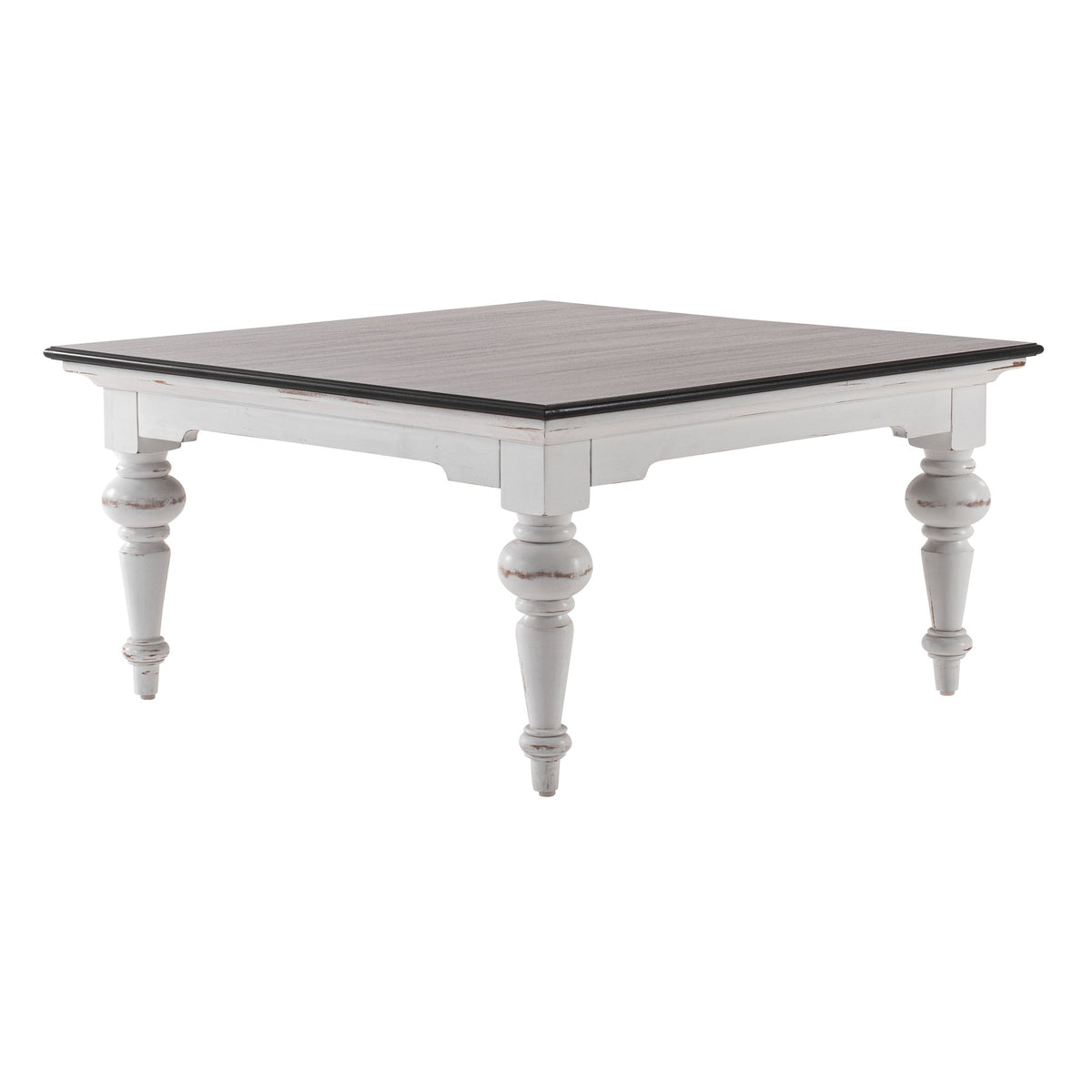 NovaSolo Provence Accent Square Coffee Table, White Distress & Deep Brown – view 2