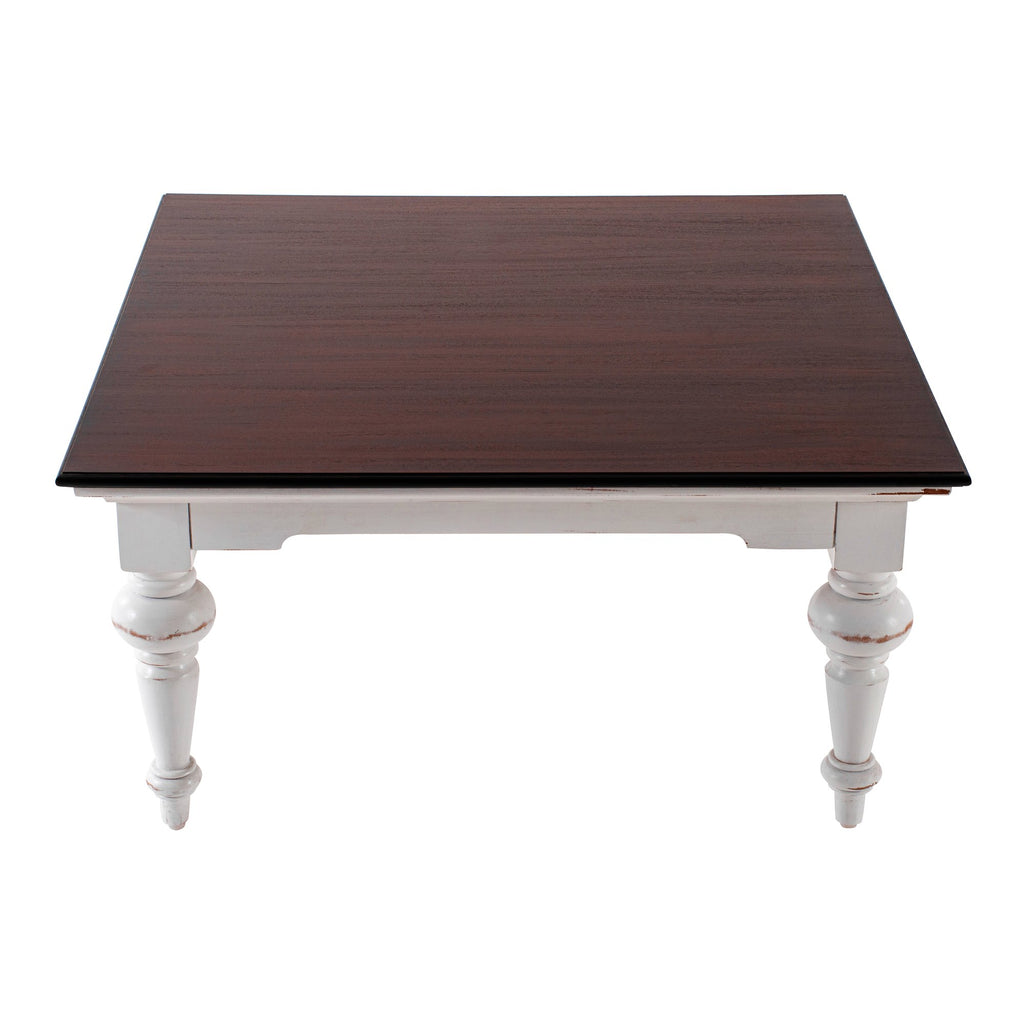 NovaSolo Provence Accent Square Coffee Table, White Distress & Deep Brown – view 3