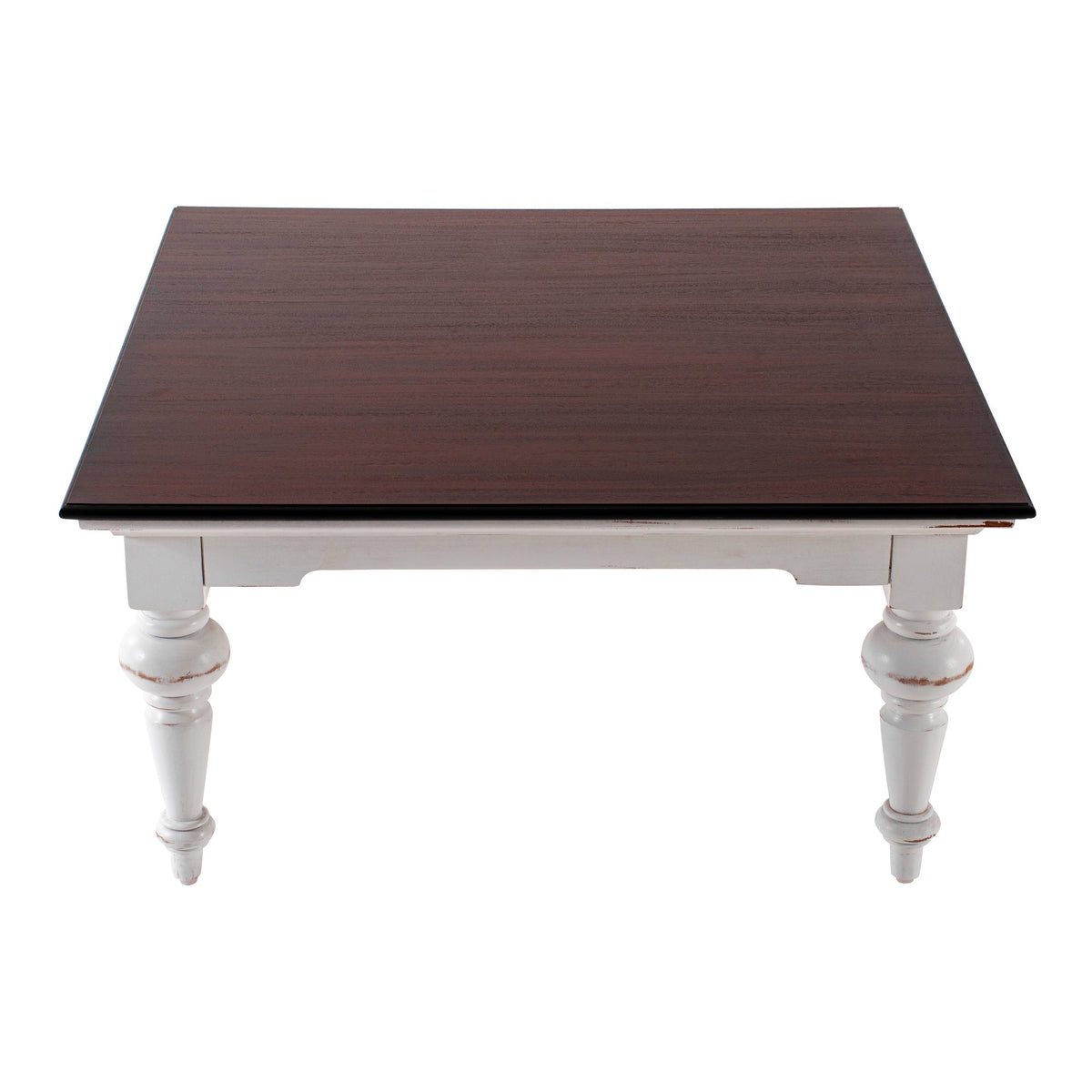 NovaSolo Provence Accent Square Coffee Table, White Distress & Deep Brown – view 3