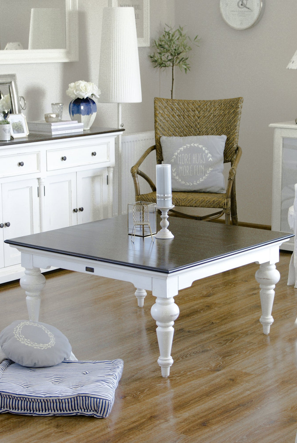 NovaSolo Provence Accent Square Coffee Table, White Distress & Deep Brown – view 8