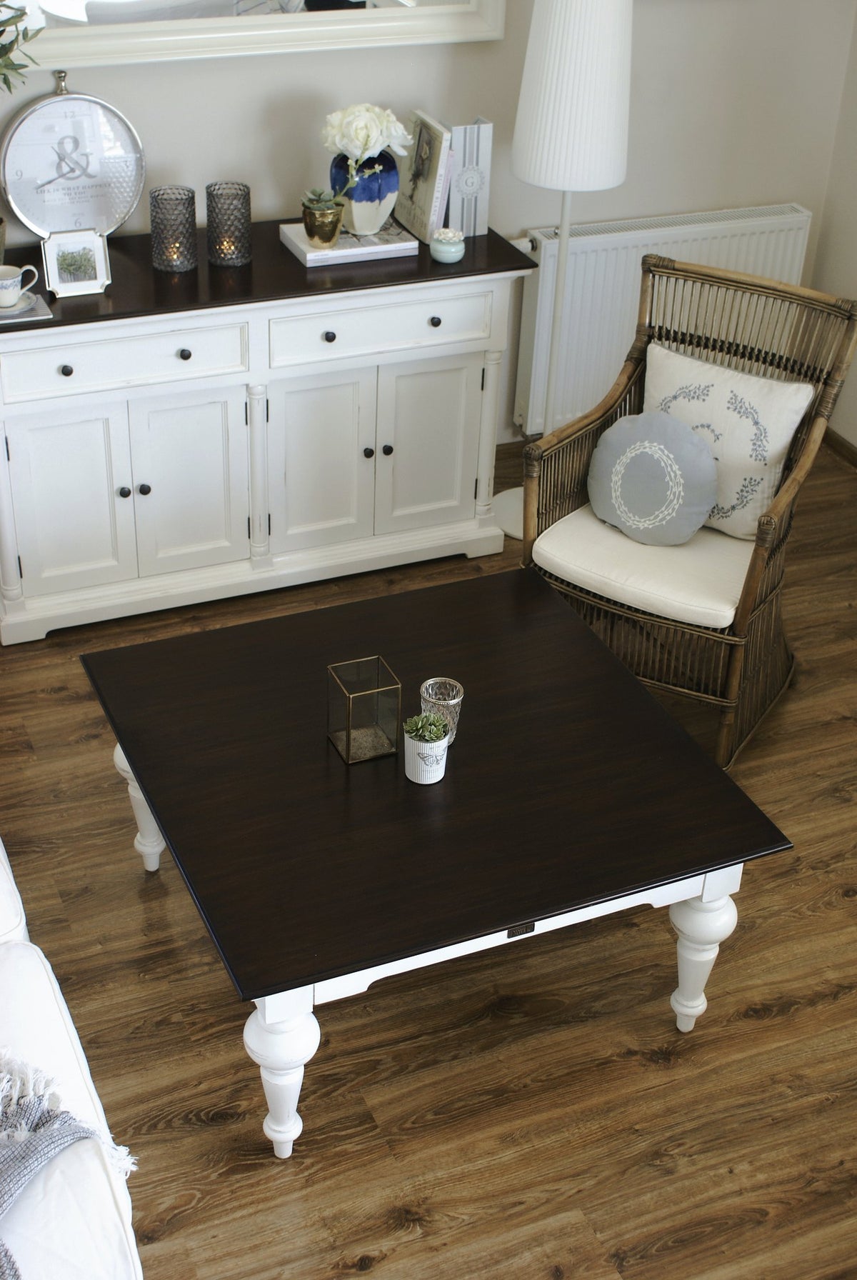 NovaSolo Provence Accent Square Coffee Table, White Distress & Deep Brown – view 9