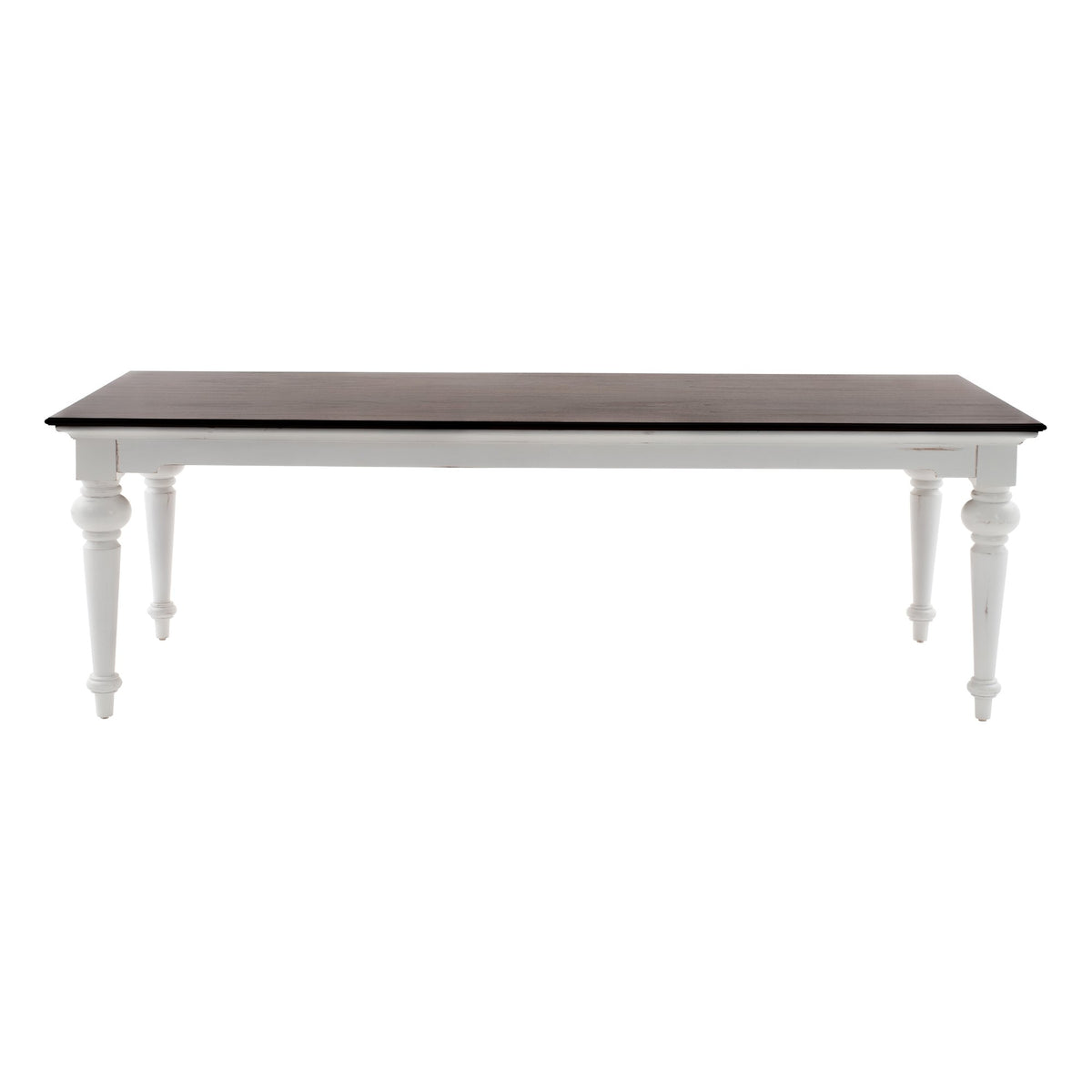 NovaSolo Provence Accent Dining Table 240, White Distress & Deep Brown