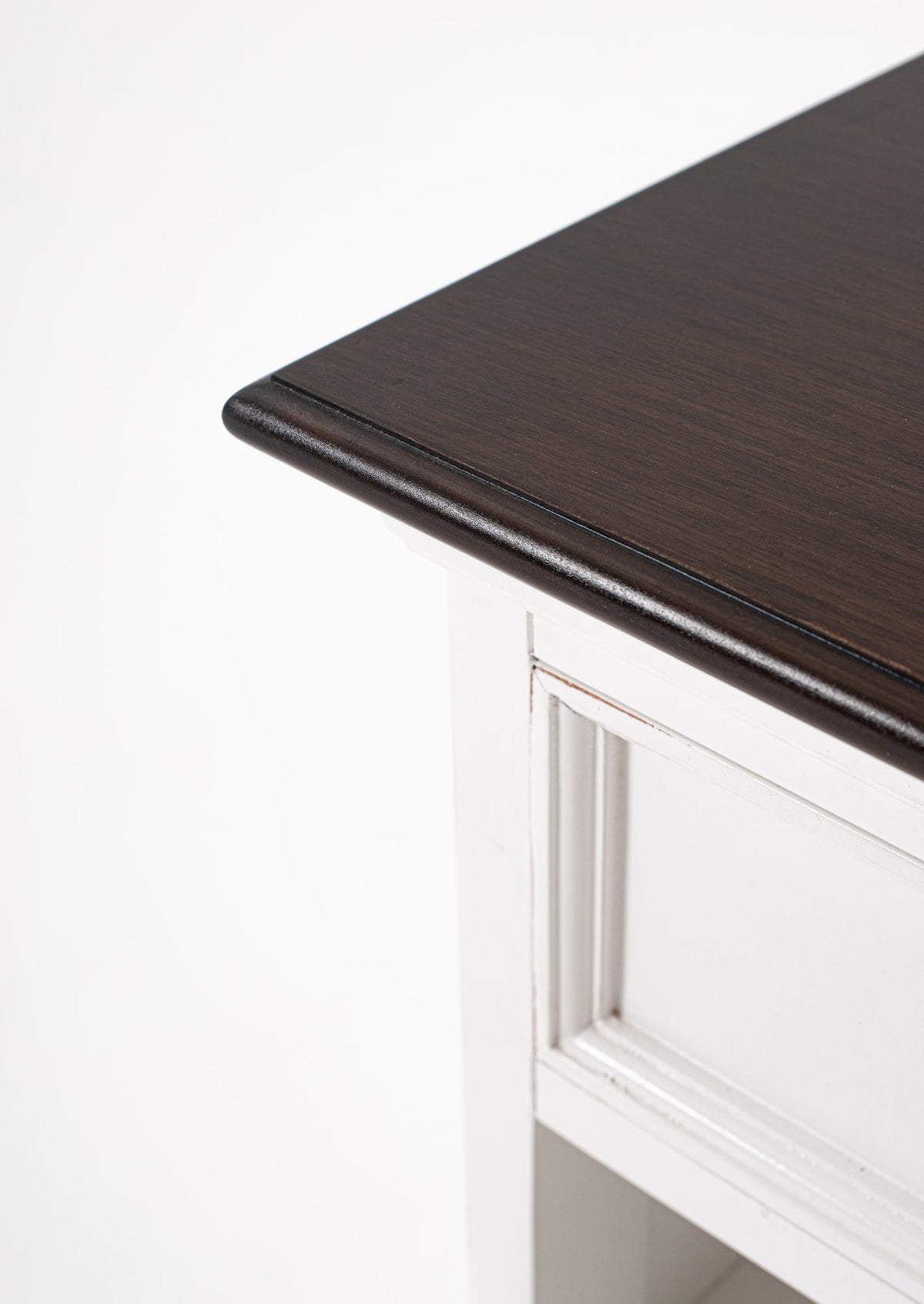 NovaSolo Halifax Accent Bedside Table with Shelves, White Distress & Deep Brown – view 10