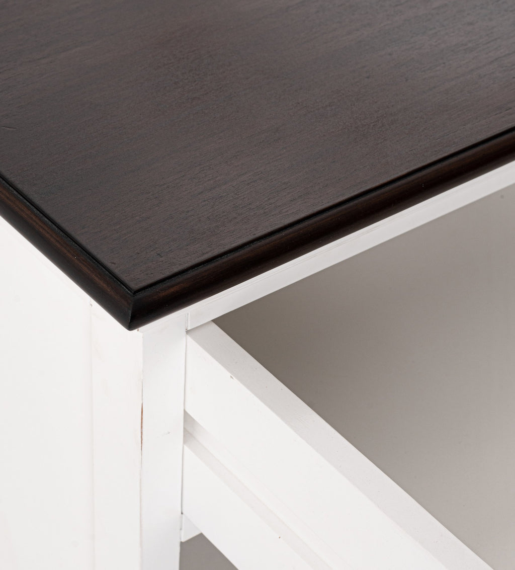 NovaSolo Halifax Accent Bedside Table with Shelves, White Distress & Deep Brown – view 9