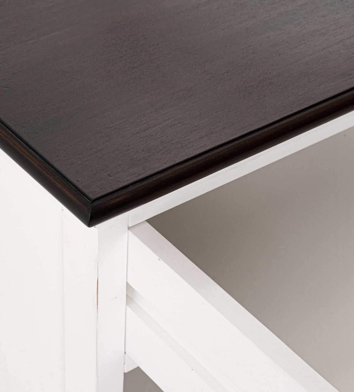 NovaSolo Halifax Accent Bedside Table with Shelves, White Distress & Deep Brown – view 9