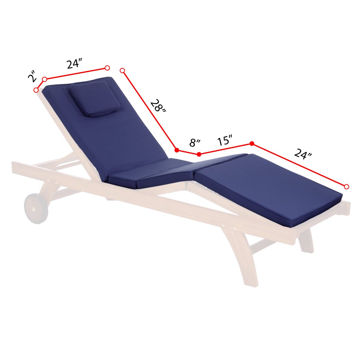 All Things Cedar Blue Chaise Lounger Cushion – view 3