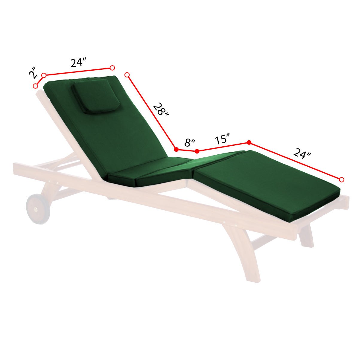 All Things Cedar Green Chaise Lounger Cushion – view 3