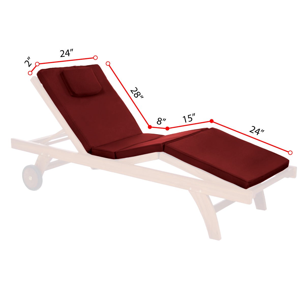 All Things Cedar Red Chaise Lounger Cushion – view 3