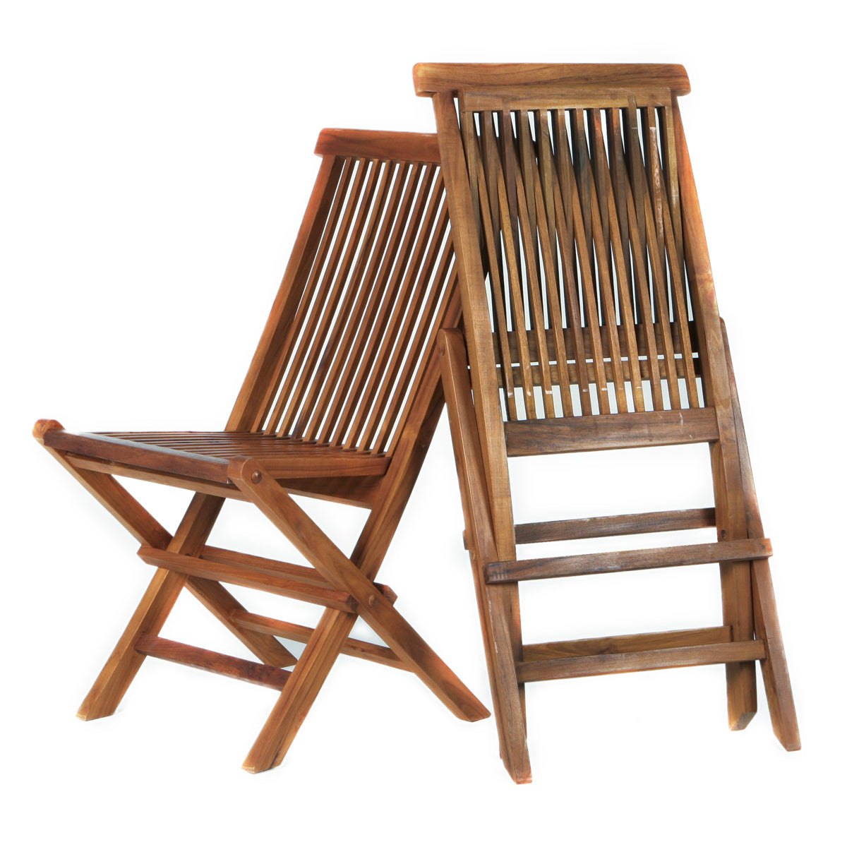 All Things Cedar Folding Chair Set with Blue Cushions – view 2
