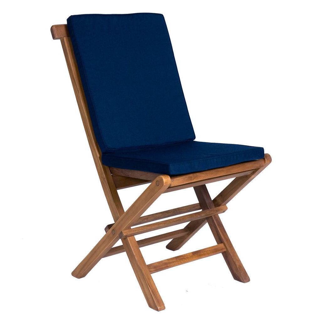 All Things Cedar Folding Chair Set with Blue Cushions – view 3