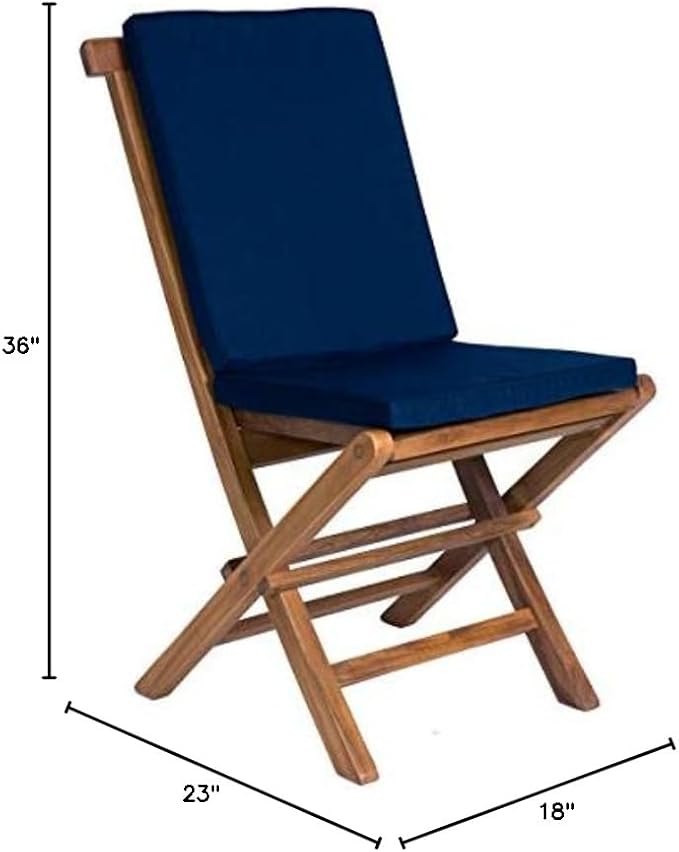 All Things Cedar Folding Chair Set with Blue Cushions – view 6