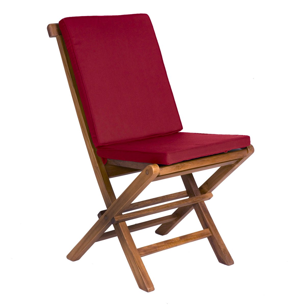All Things Cedar Folding Chair Set with Red Cushions – view 2