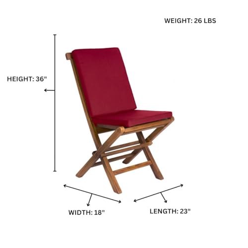 All Things Cedar Folding Chair Set with Red Cushions – view 5