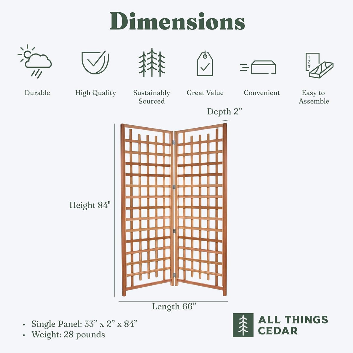 All Things Cedar 2-Panel Trellis Privacy Screen – view 3