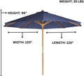 All Things Cedar 10-ft Teak Market Umbrella with Blue Canopy