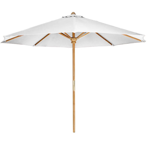 All Things Cedar 10-ft Teak Market Umbrella with White Canopy