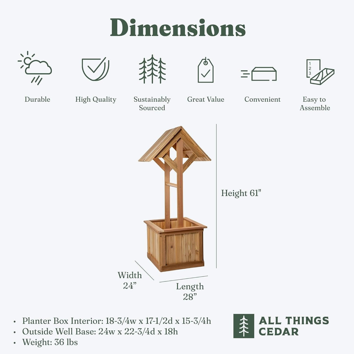 All Things Cedar 5-FT Wishing Well Planter Box – view 3